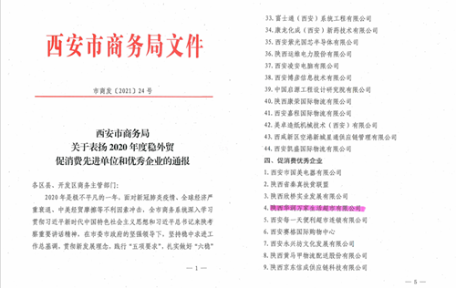 华润万家获西安市“2020年度促消费优秀企业”称号